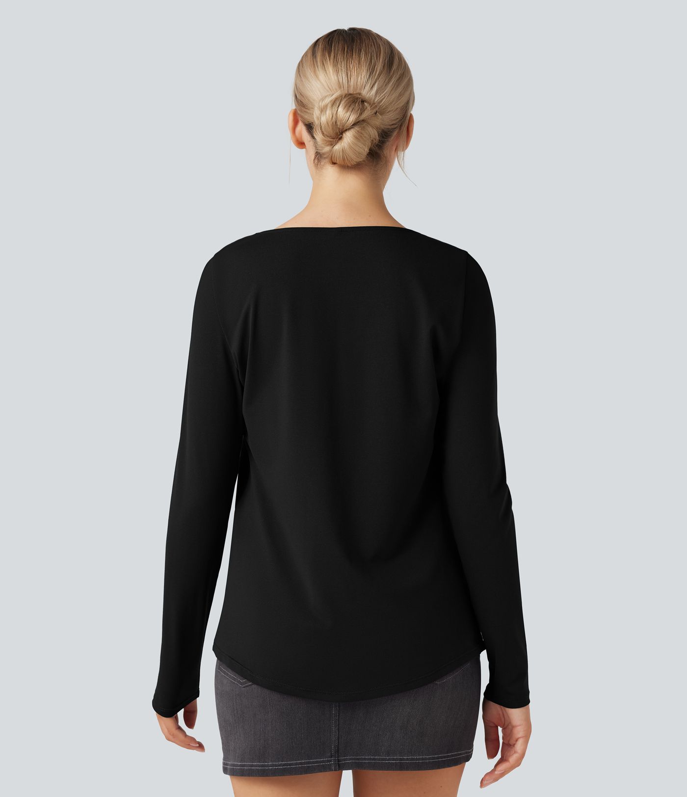 Square Neck Long Sleeve Casual Top