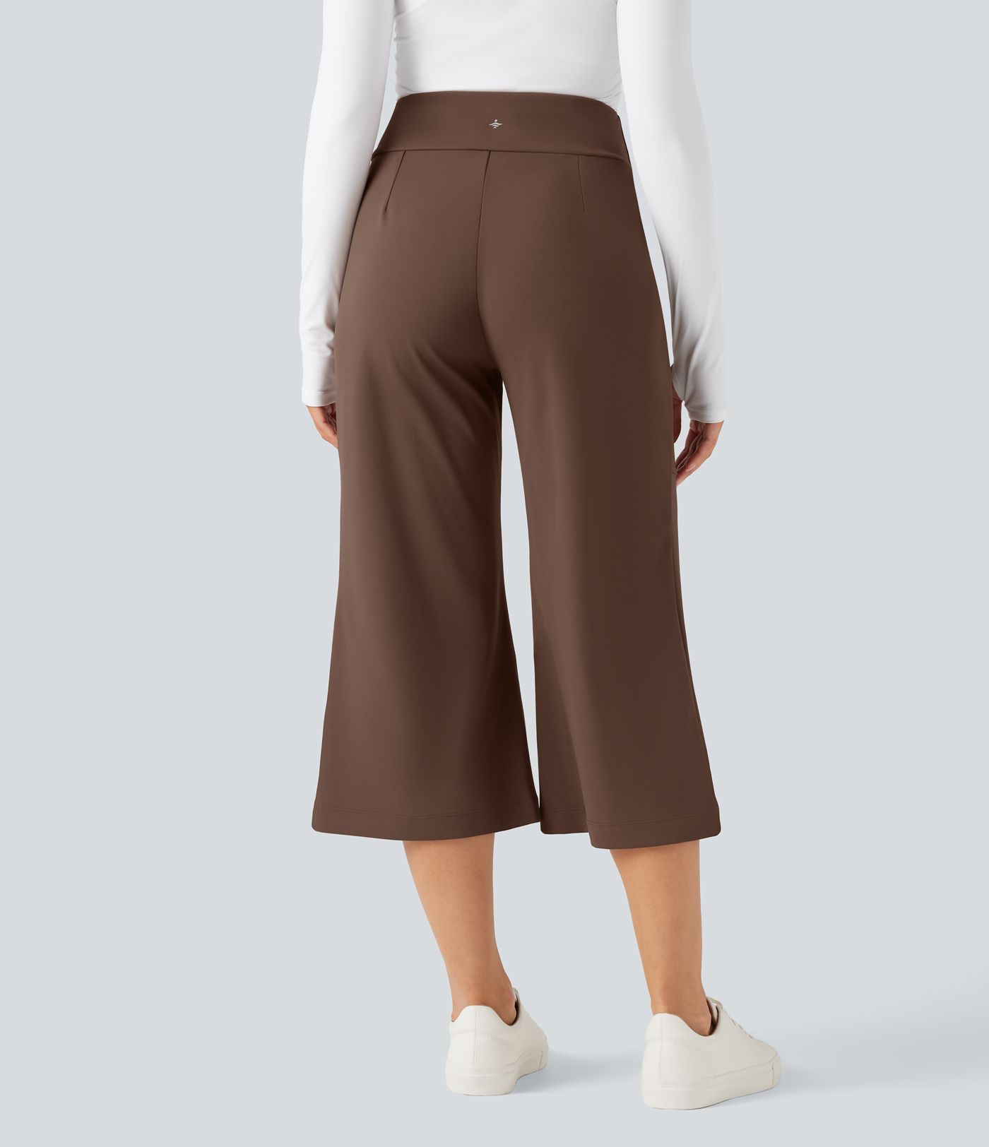 DayStretch High Waisted Flare Cropped Casual Trousers with Pockets