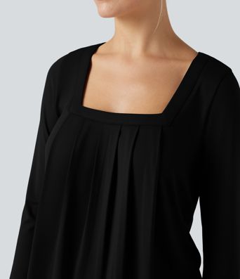 Square Neck Long Sleeve Casual Top