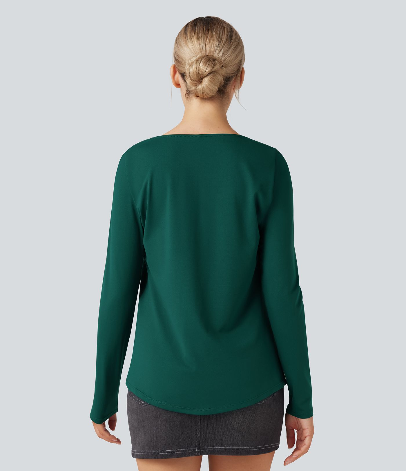 Square Neck Long Sleeve Casual Top