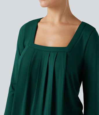 Square Neck Long Sleeve Casual Top