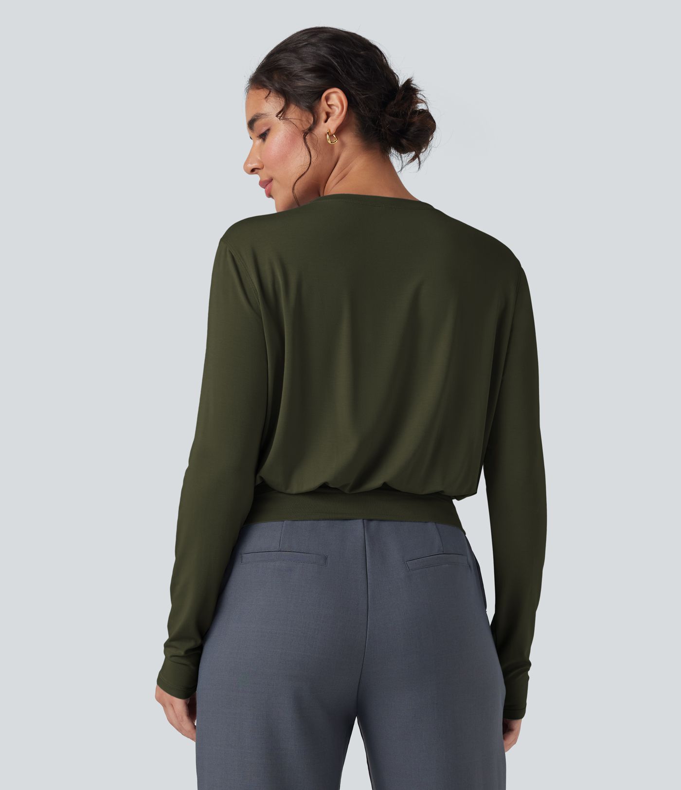 Round Neck Long Sleeve Work Top