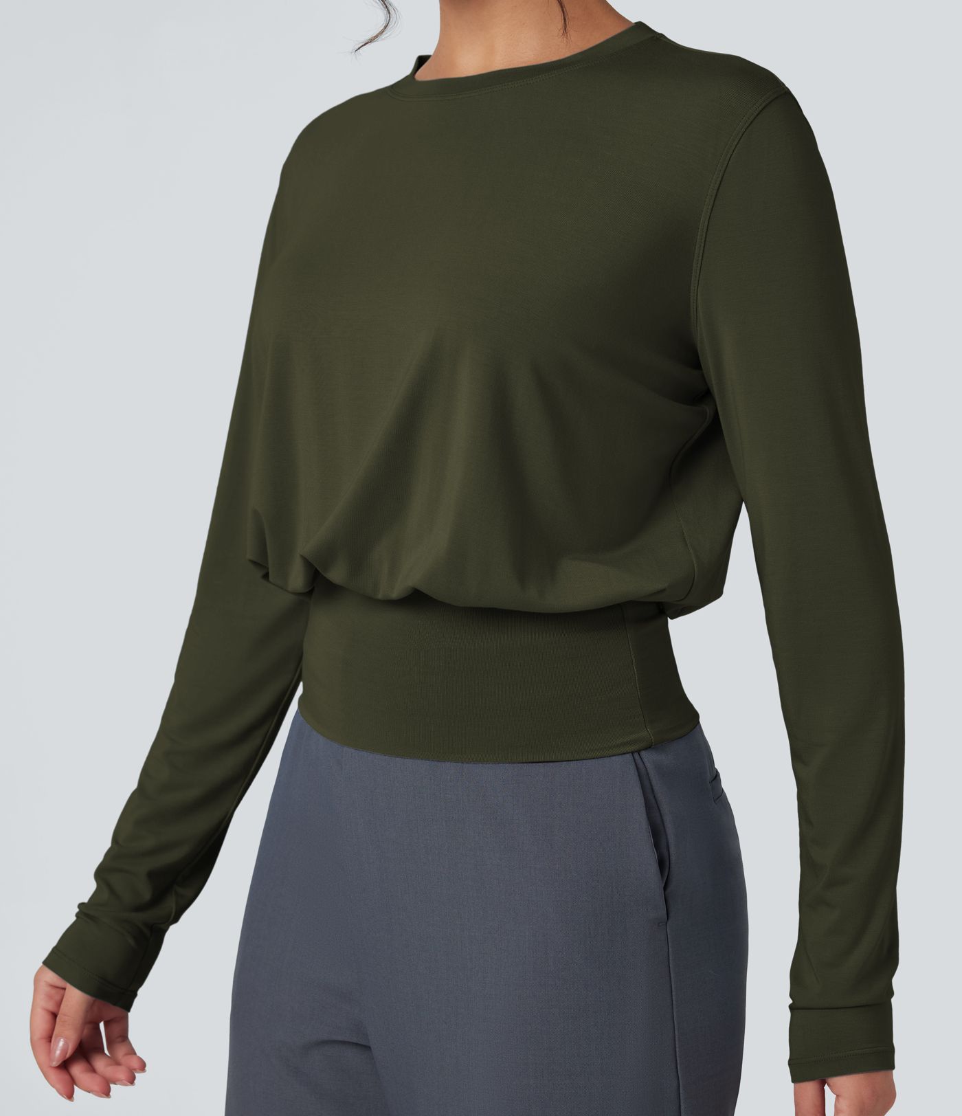 Round Neck Long Sleeve Work Top