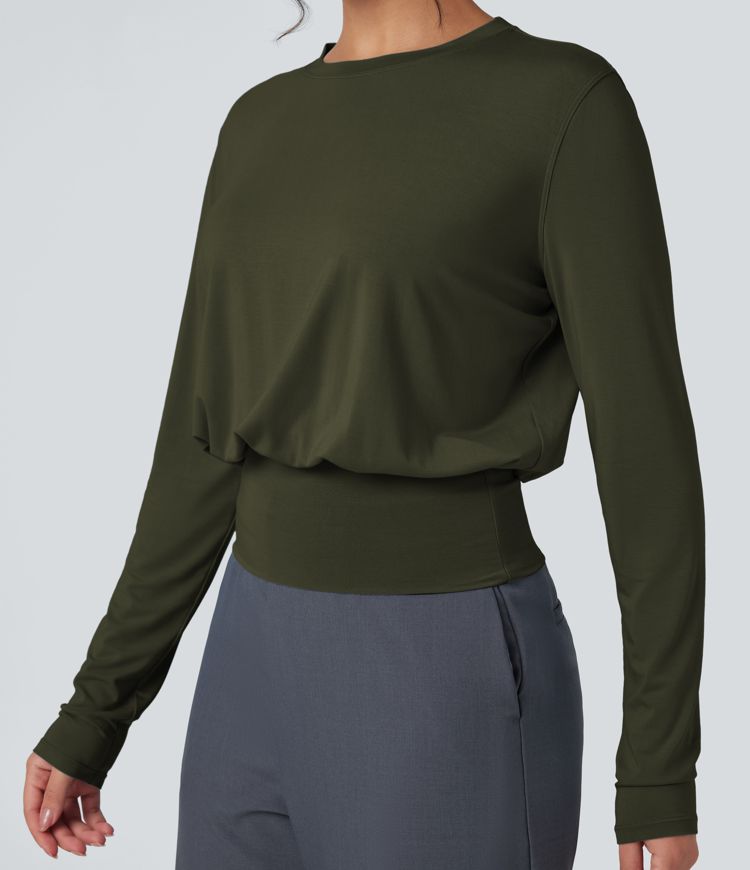 Round Neck Long Sleeve Work Top