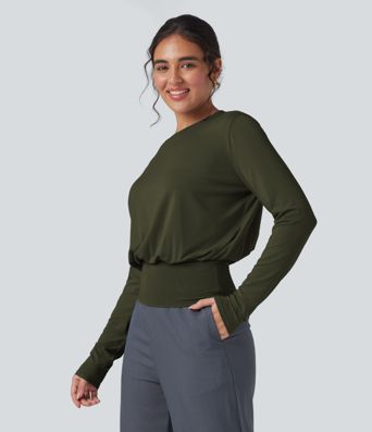 Round Neck Long Sleeve Work Top
