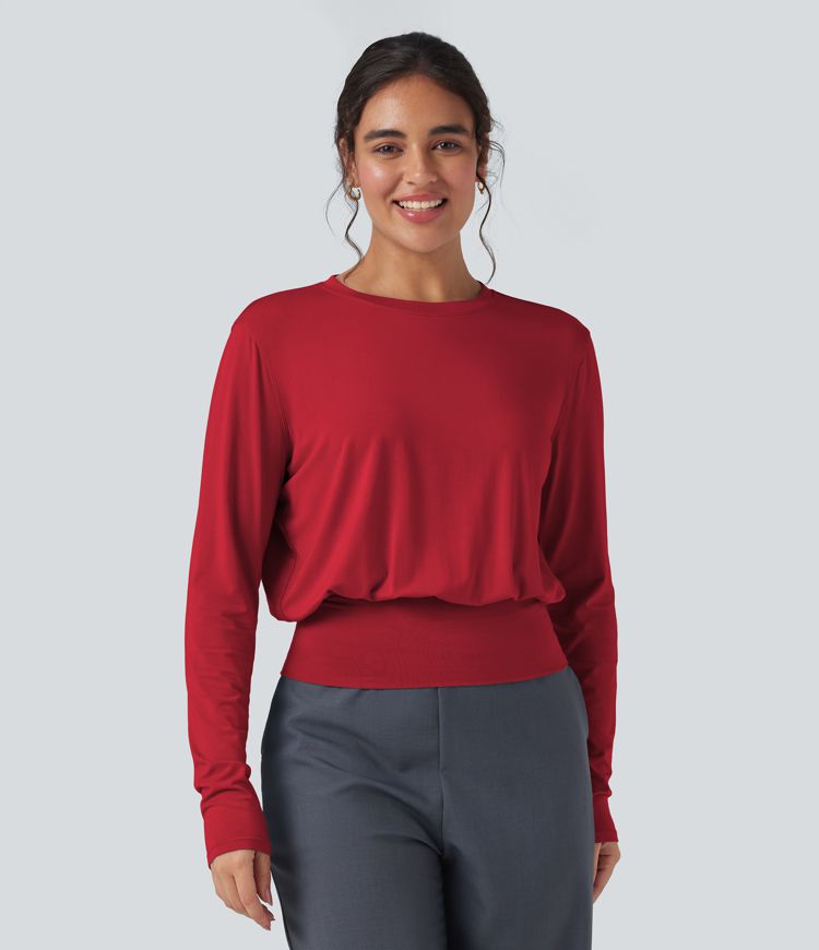 Round Neck Long Sleeve Work Top