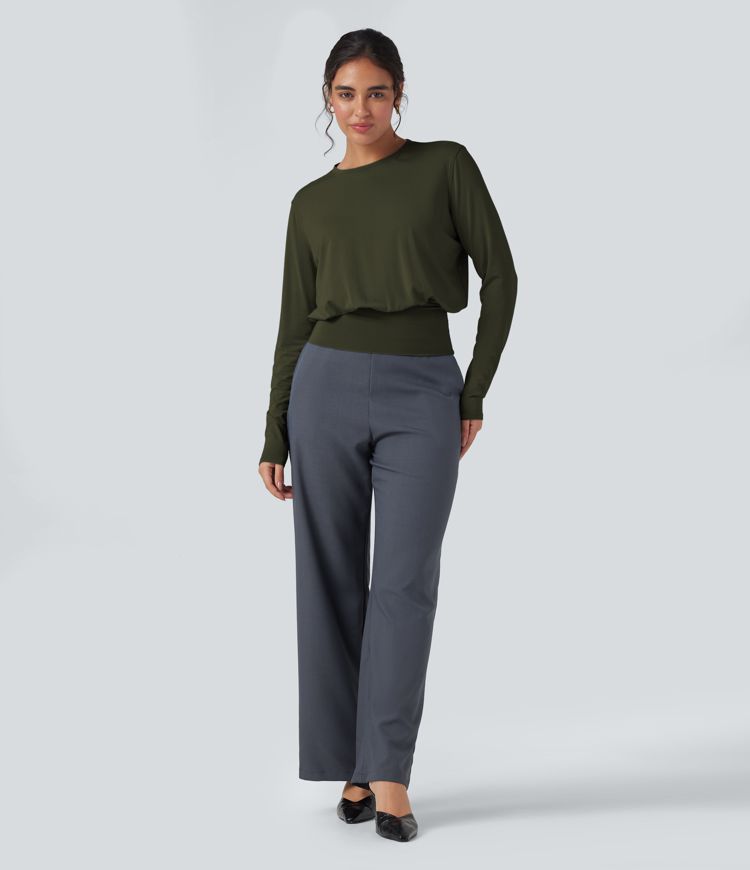 Round Neck Long Sleeve Work Top