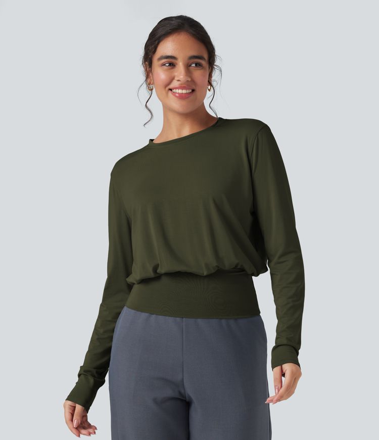 Round Neck Long Sleeve Work Top