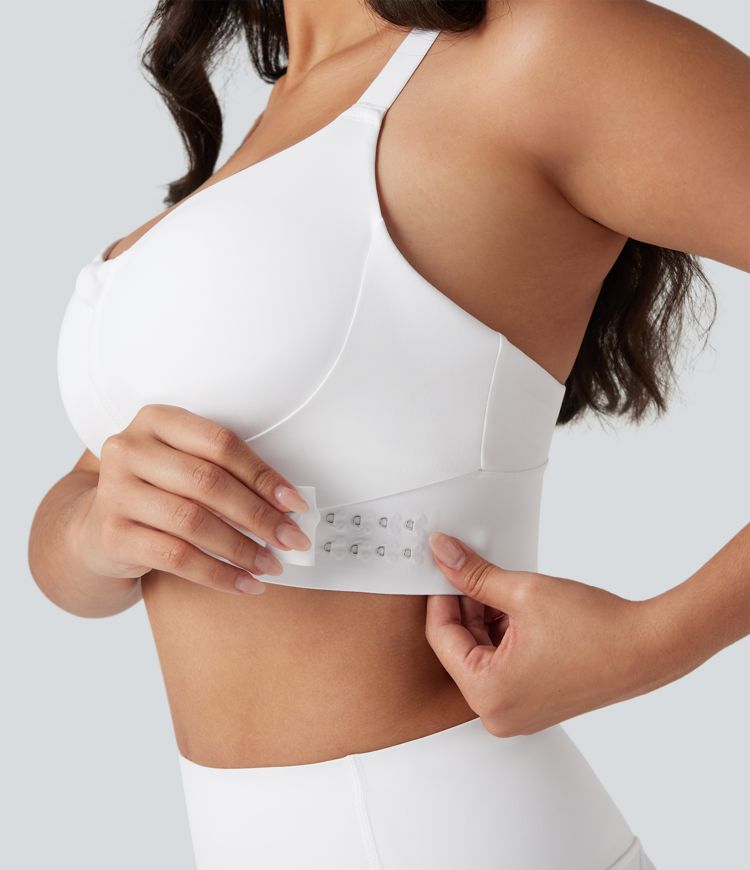 SpeedWave™ Medium Support Push Up Zipper Adjustable Buckle Quick Dry Running Sports Bra D-F Cups