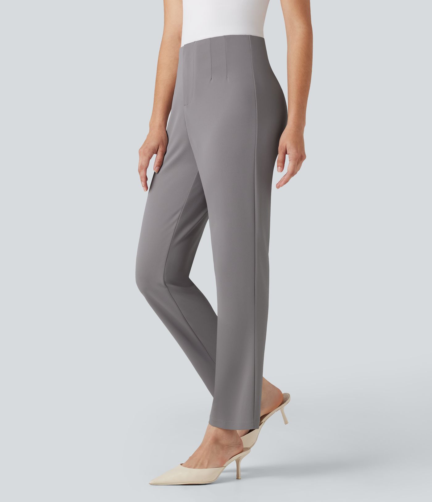 Pantalones de trabajo Halara Flex™ en crepé, de talle alto y pierna entallada