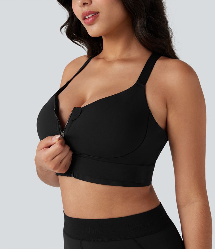 SpeedWave™ Lauf-Sport-BH, mittlerer Halt, Push-up, Reißverschluss, verstellbare Schnalle, schnelltrocknend, D–F-Cups