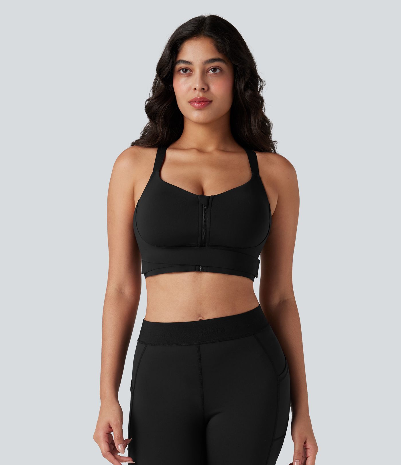 SpeedWave™ Lauf-Sport-BH, mittlerer Halt, Push-up, Reißverschluss, verstellbare Schnalle, schnelltrocknend, D–F-Cups