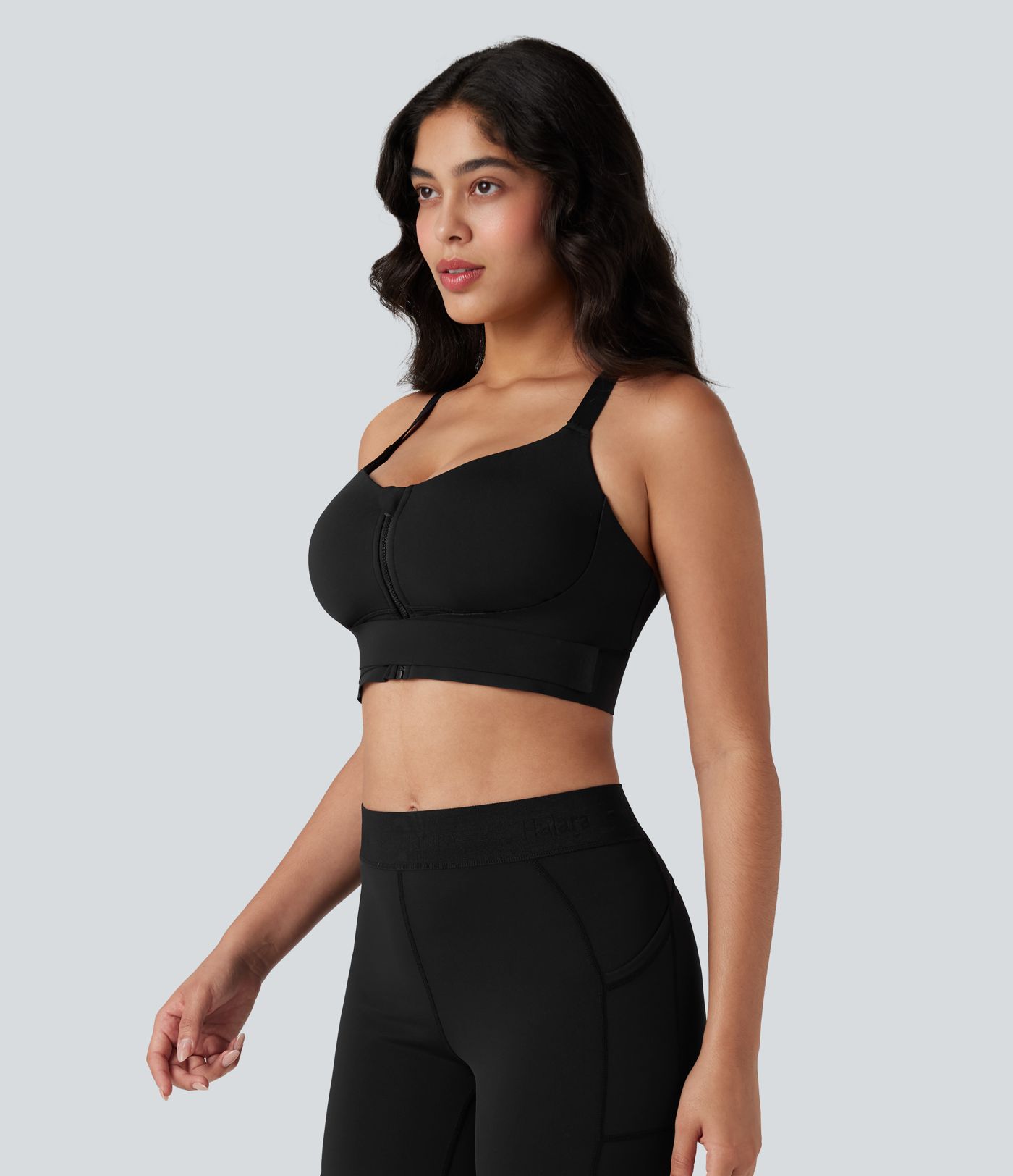 SpeedWave™ Lauf-Sport-BH, mittlerer Halt, Push-up, Reißverschluss, verstellbare Schnalle, schnelltrocknend, D–F-Cups