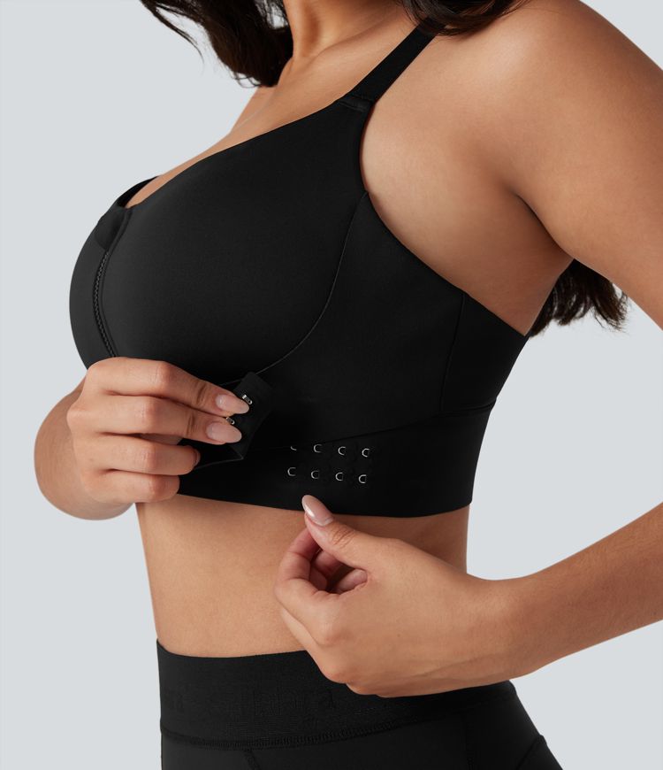 SpeedWave™ Lauf-Sport-BH, mittlerer Halt, Push-up, Reißverschluss, verstellbare Schnalle, schnelltrocknend, D–F-Cups