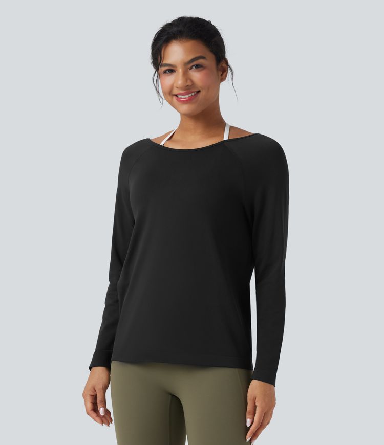OneForm Seamless Flow Scoop Neck Long Sleeve Workout Sports Top OneForm Seamless Flow Scoop Neck Long Sleeve Workout Sports Top