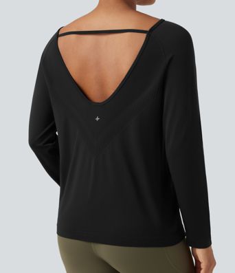 OneForm Seamless Flow Scoop Neck Long Sleeve Workout Sports Top OneForm Seamless Flow Scoop Neck Long Sleeve Workout Sports Top