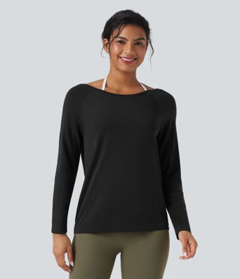 OneForm Seamless Flow Scoop Neck Long Sleeve Workout Sports Top OneForm Seamless Flow Scoop Neck Long Sleeve Workout Sports Top