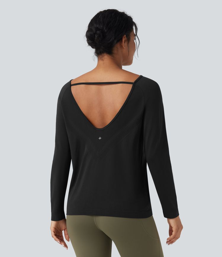 Seamless Flow Scoop Neck Long Sleeve Workout Sports Top