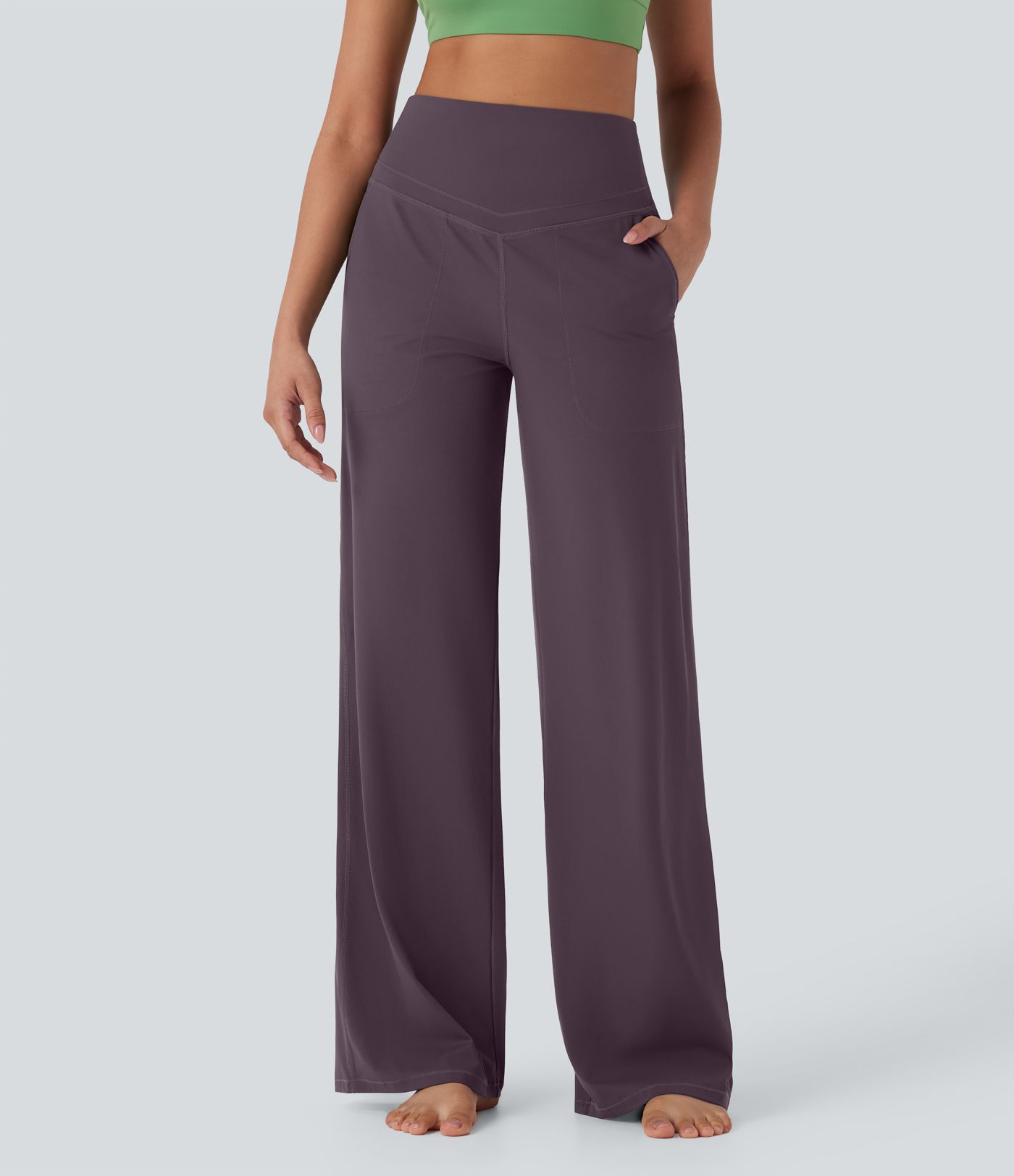 Halara UltraSculpt™ High Waisted Tummy Control Straight Leg Yoga Trousers with Pockets