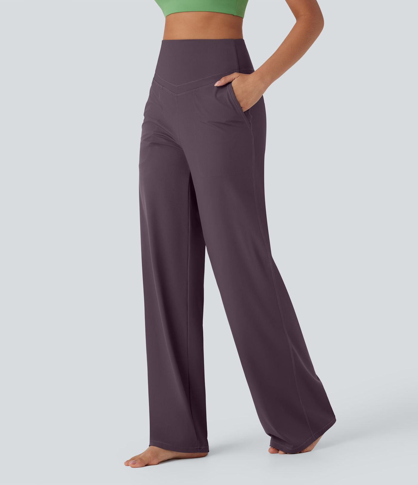 Halara UltraSculpt™ High Waisted Tummy Control Straight Leg Yoga Trousers with Pockets