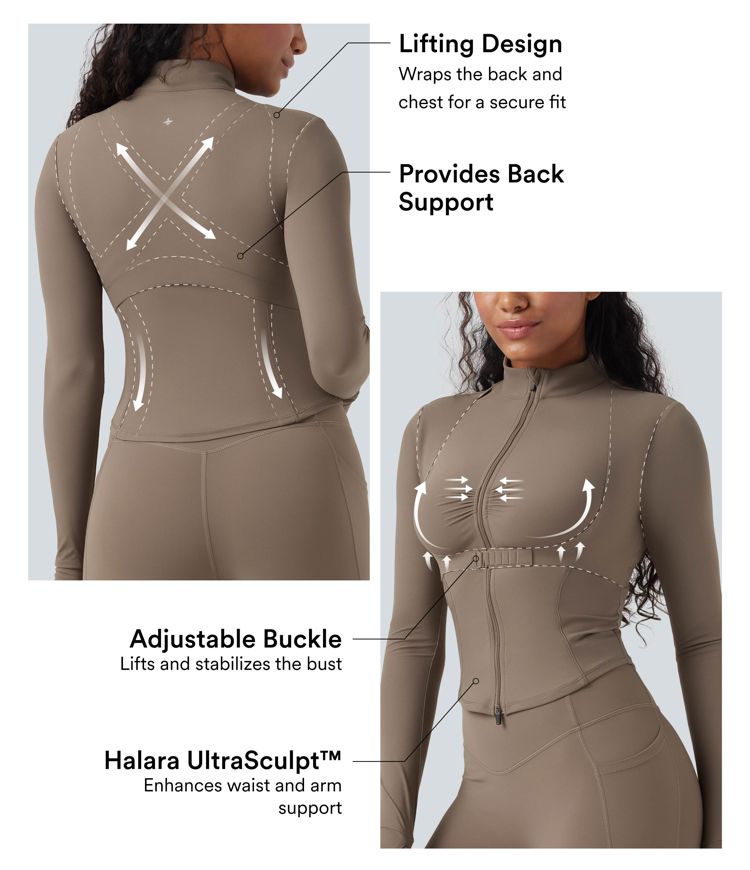 Halara UltraSculpt™ Ruched Push-Up Long Sleeve Thumb Hole Yoga Jacket