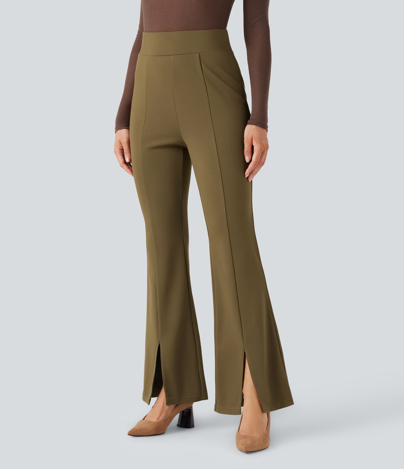 High Waisted Flare Suit Work Pants