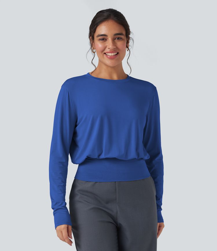 Round Neck Long Sleeve Work Top
