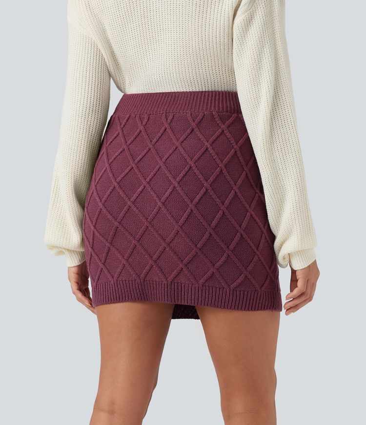High Waisted Bodycon Mini Casual Sweater Skirt