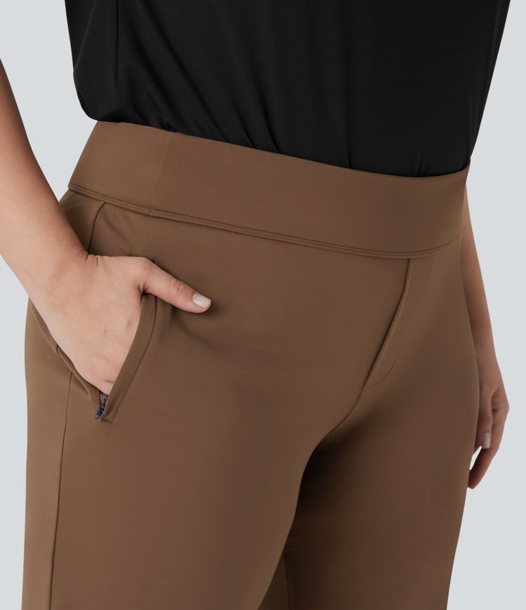 Plus Size Halara Flex™ High Waisted Work Flare Trousers with Side Zip Pockets