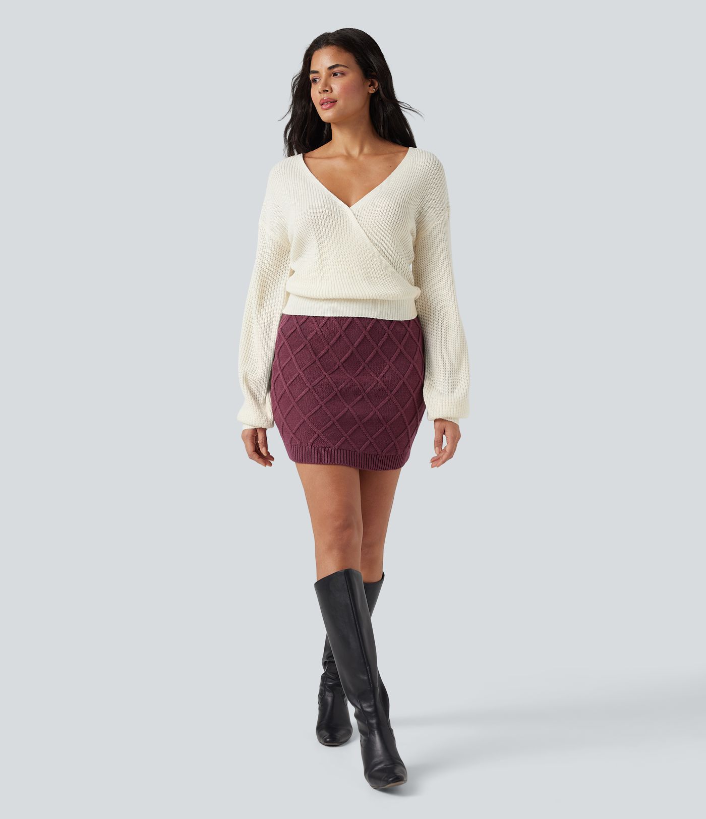 High Waisted Bodycon Mini Casual Sweater Skirt