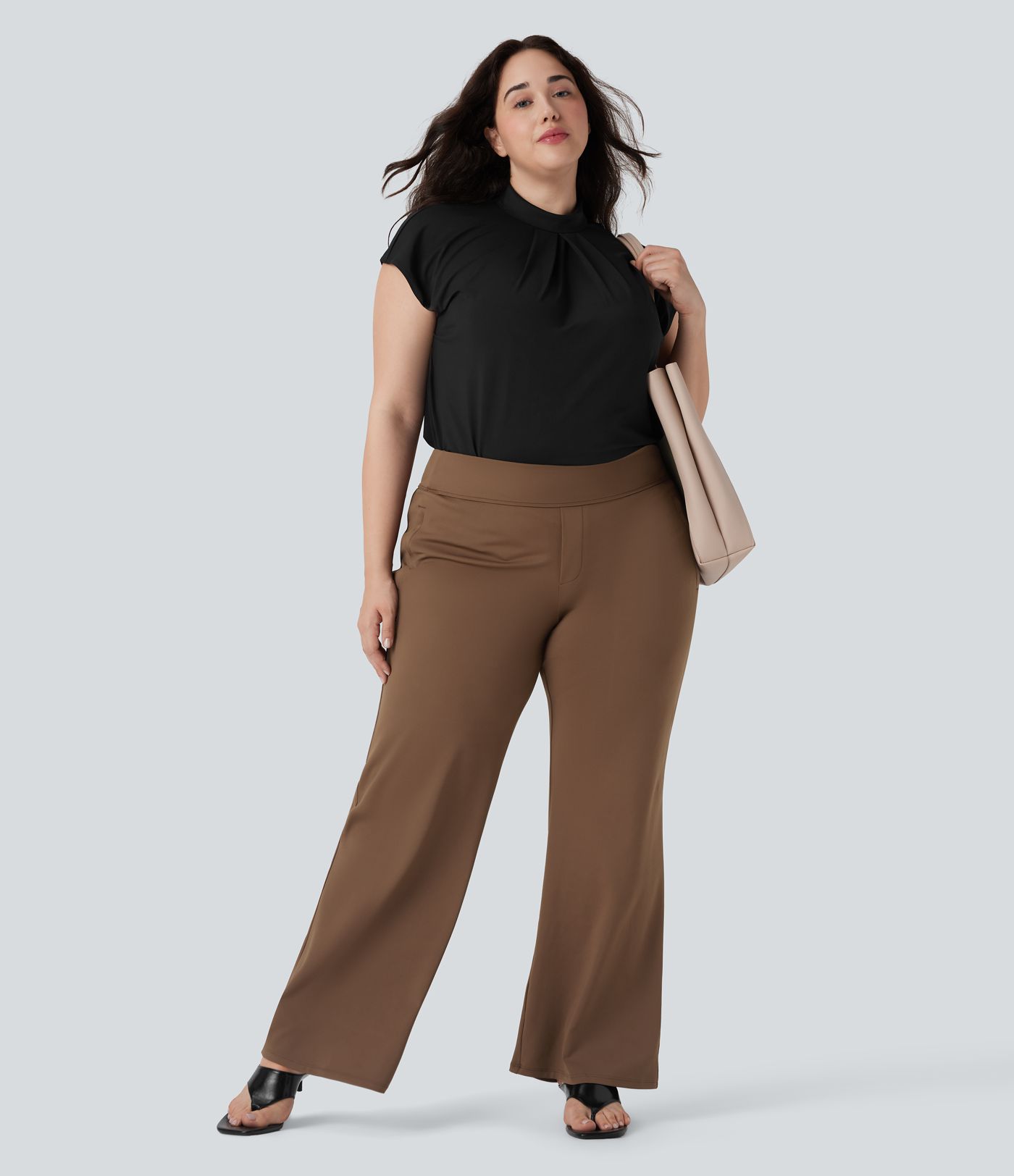 Plus Size Halara Flex™ DayStretch High Waisted Work Flare Pants with Side Zip Pockets