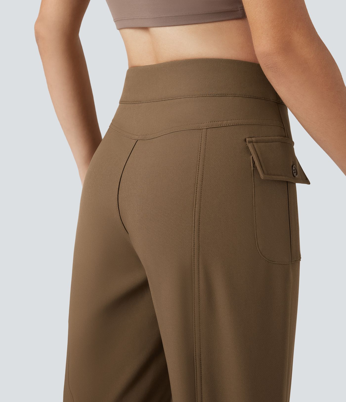 Durable Water Repellent Thermal High Waisted Hiking Flare Pants with Pockets