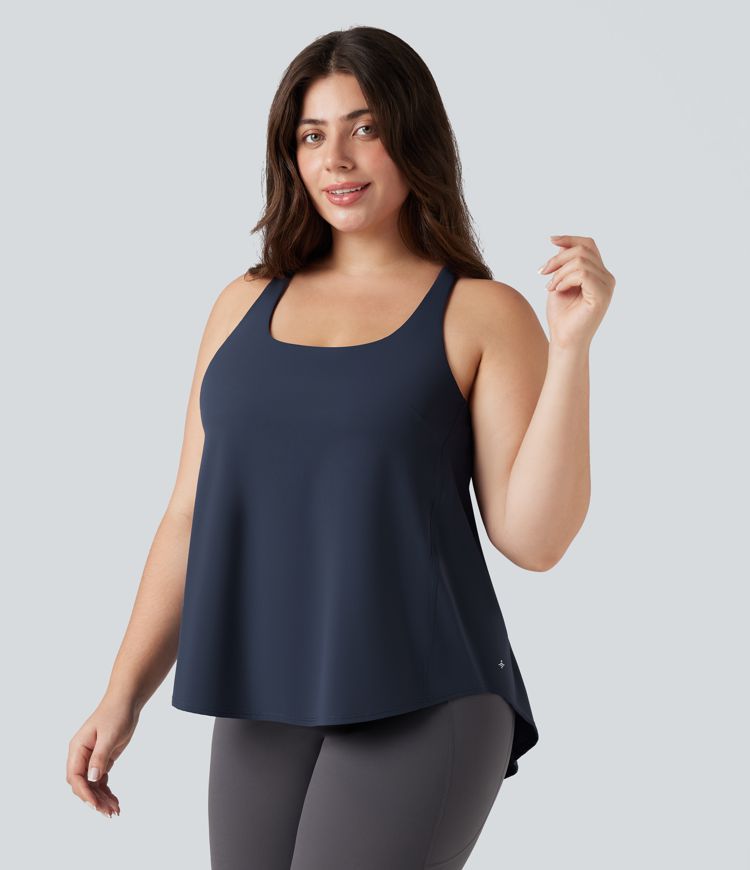 Plus Size Halara UltraSculpt™ Round Neck Curved Hem Running Tank Top