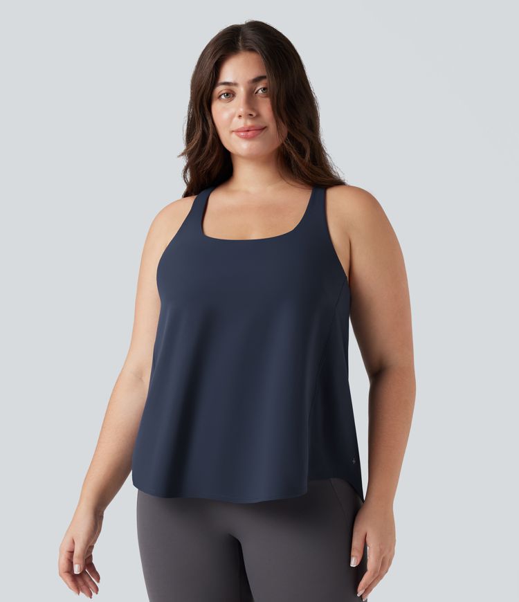 Plus Size Halara UltraSculpt™ Round Neck Curved Hem Running Tank Top