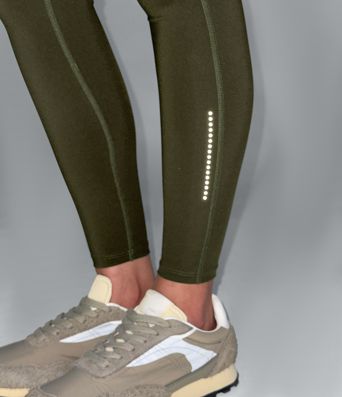 Legging de randonnée 7/8 résistant à l'usure taille haute croisée réfléchissant avec poche