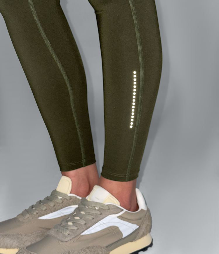 Legging de randonnée 7/8 résistant à l'usure taille haute croisée réfléchissant avec poche