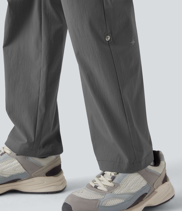 Durable Water Repellent Mid Rise Straight Leg Hiking Pants with Pockets-Adjustable Pant Length