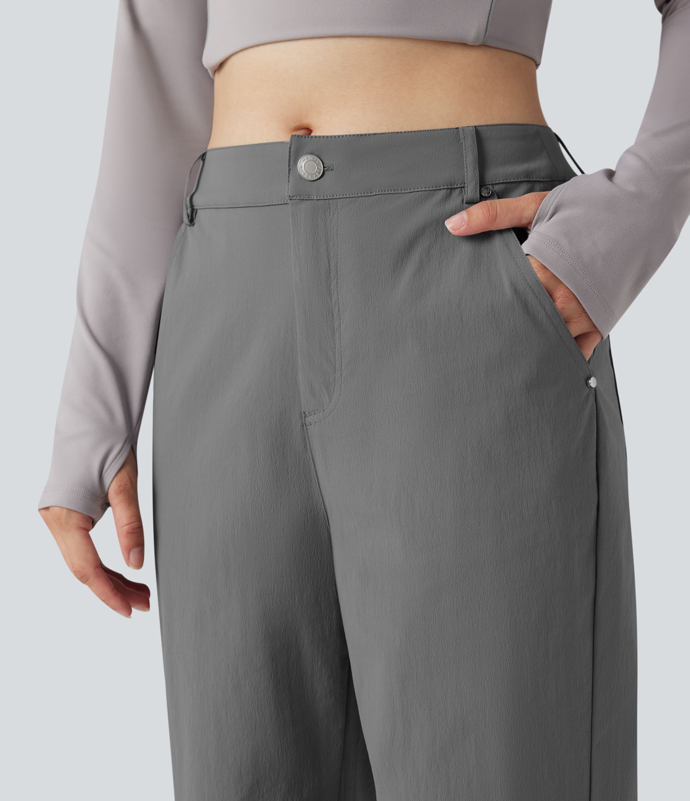 Durable Water Repellent Mid Rise Straight Leg Hiking Pants with Pockets-Adjustable Pant Length