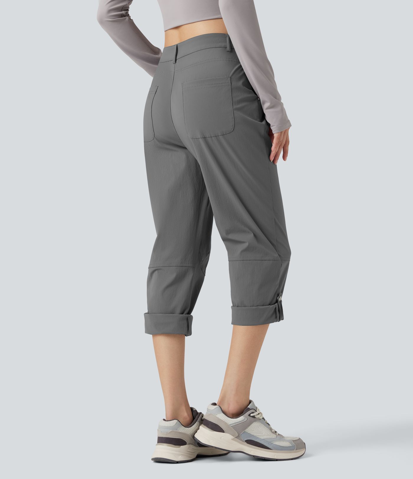 Durable Water Repellent Mid Rise Straight Leg Hiking Pants with Pockets-Adjustable Pant Length