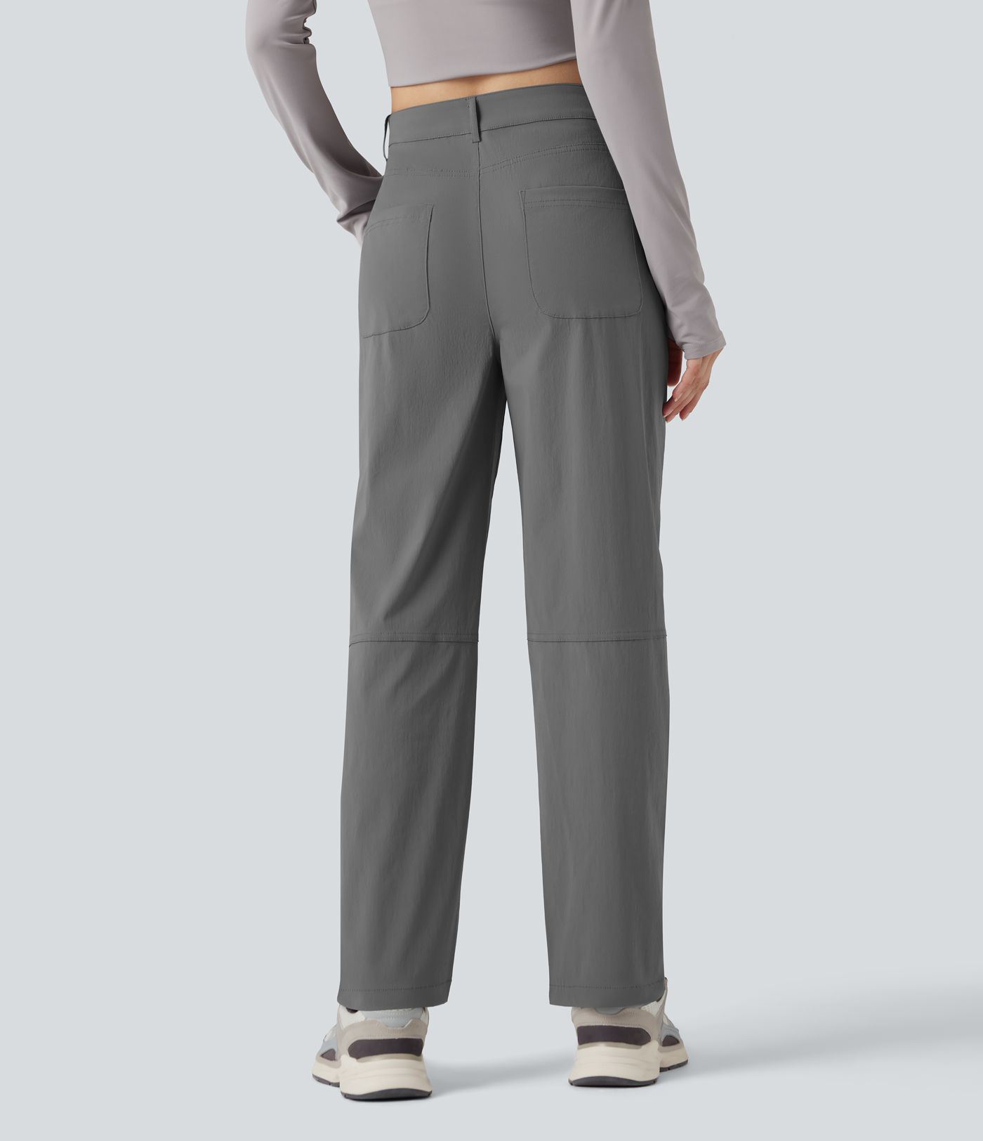 Durable Water Repellent Mid Rise Straight Leg Hiking Pants with Pockets-Adjustable Pant Length