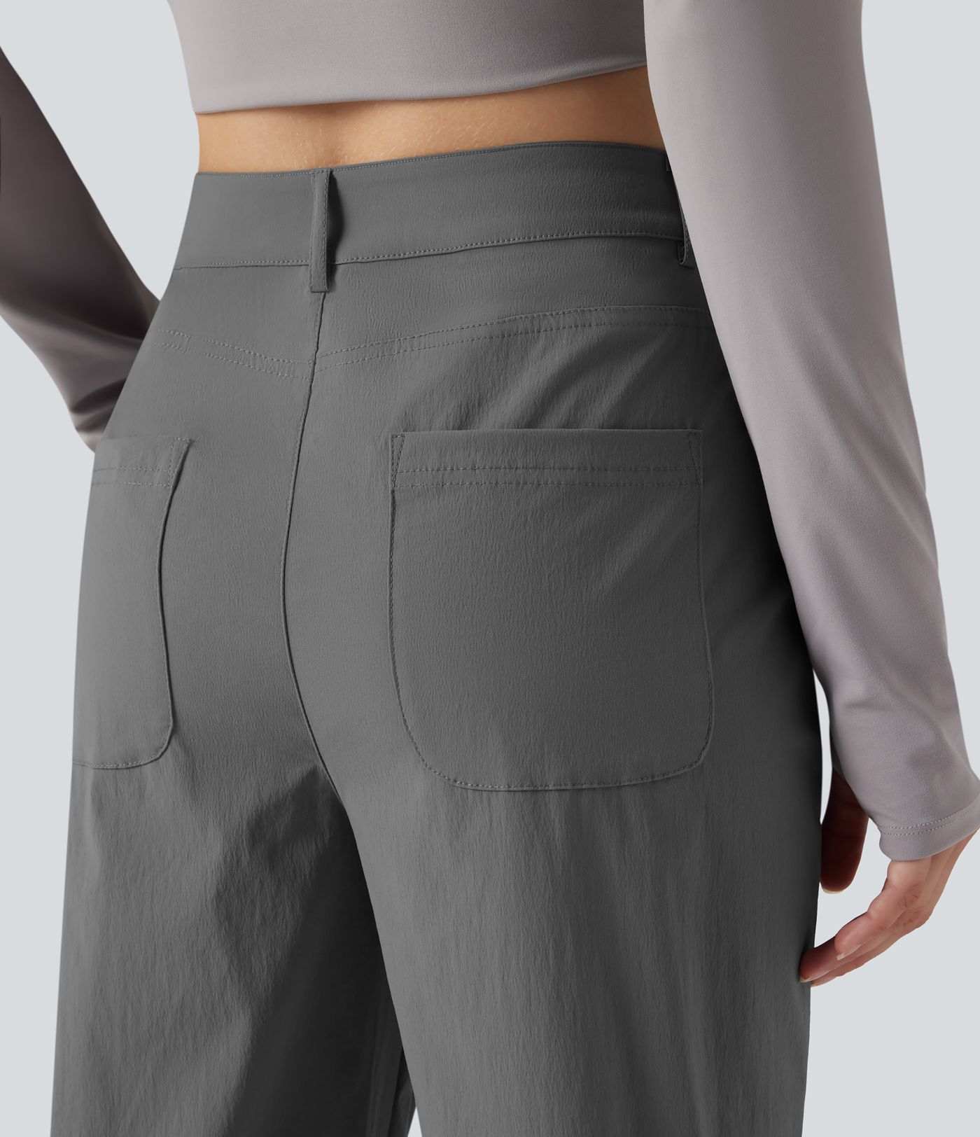 Durable Water Repellent Mid Rise Straight Leg Hiking Pants with Pockets-Adjustable Pant Length