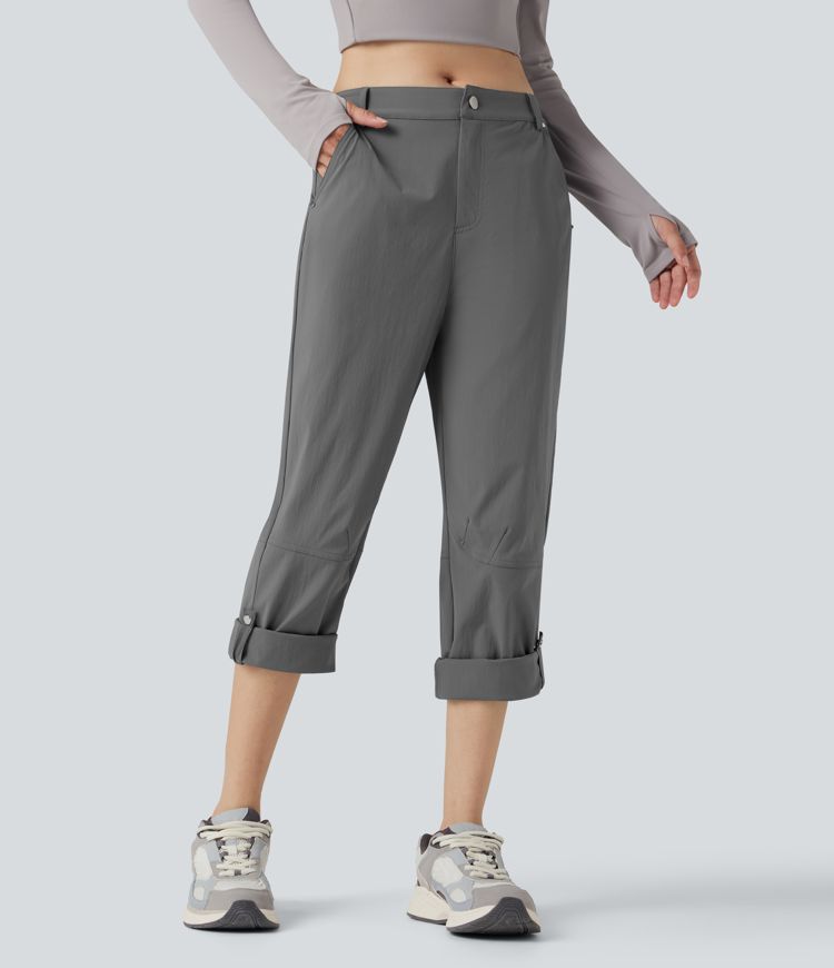 Durable Water Repellent Mid Rise Straight Leg Hiking Pants with Pockets-Adjustable Pant Length