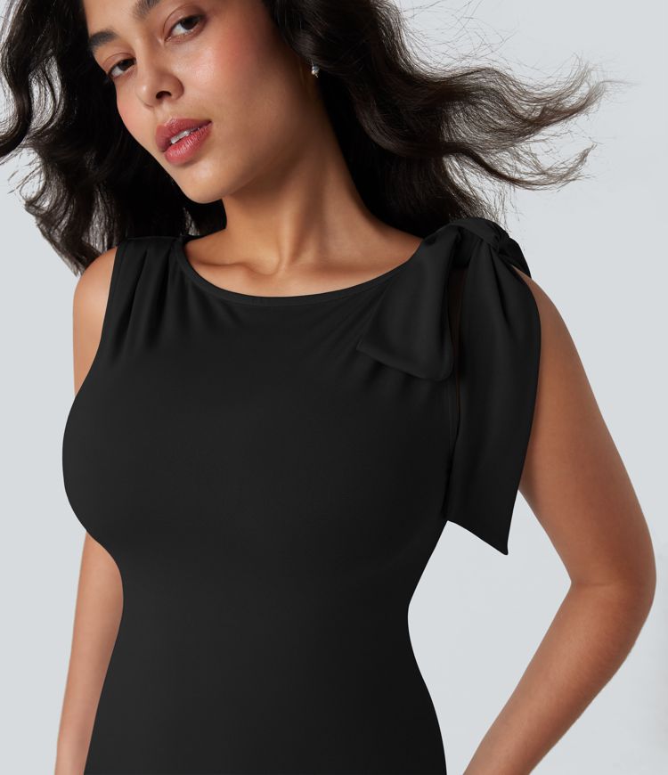 Ärmelloses Maxikleid mit U-Boot-Ausschnitt und Meerjungfrauen-Saum