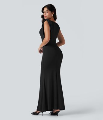 Ärmelloses Maxikleid mit U-Boot-Ausschnitt und Meerjungfrauen-Saum