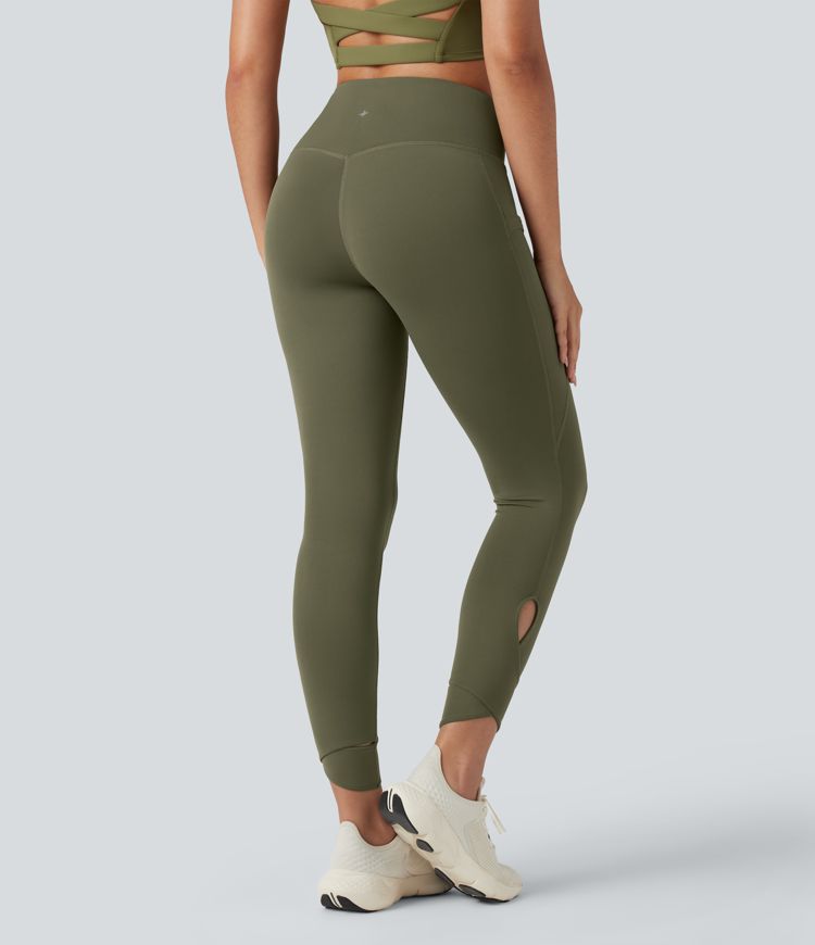 SoftlyZero™ High Waisted Cut-out Yoga 7/8 Leggings with Pockets-UPF50+