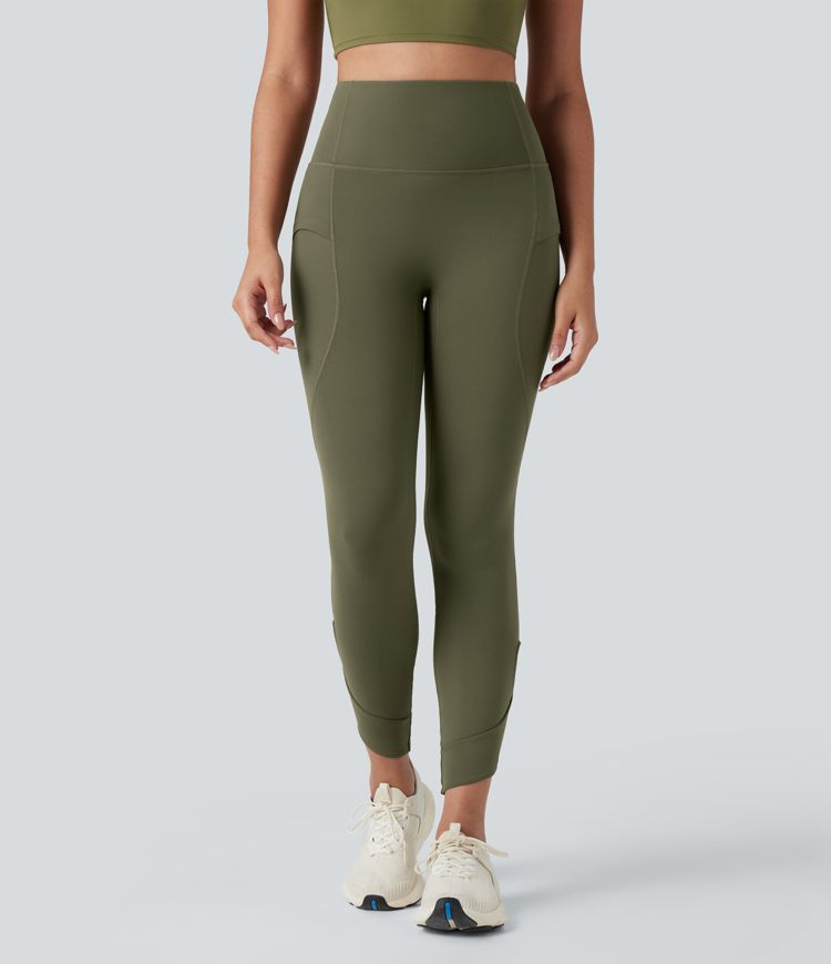 SoftlyZero™ High Waisted Cut-out Yoga 7/8 Leggings with Pockets-UPF50+