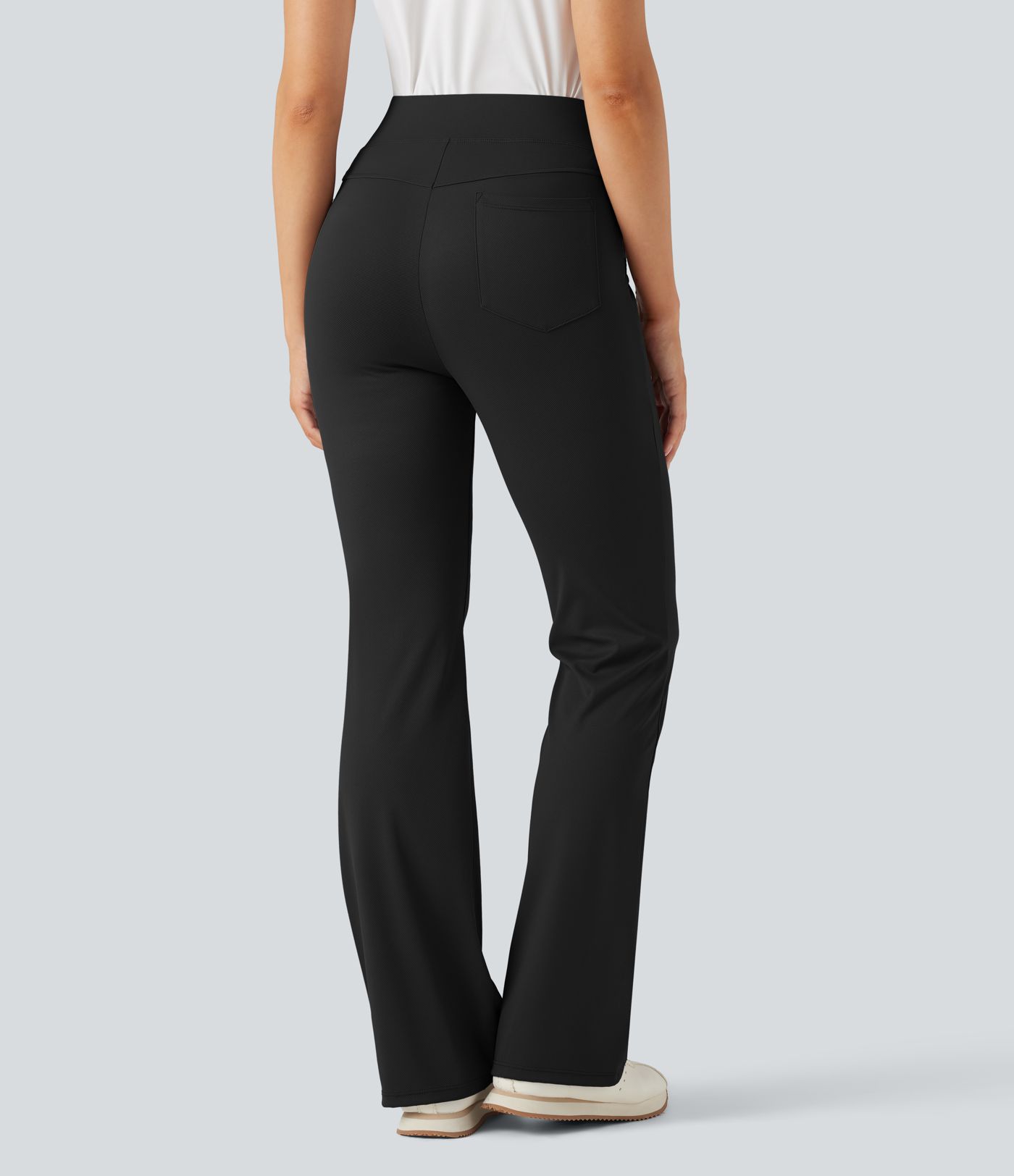 High Waisted Pockets Quick Dry Golf Flare Pants-Golf Tee Pocket-UPF40+