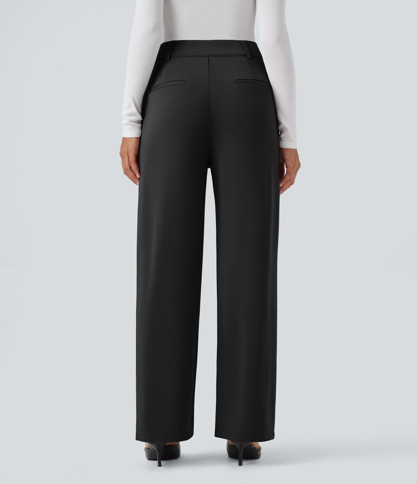 Højtaljede arbejdsbukser med lige ben og lommer