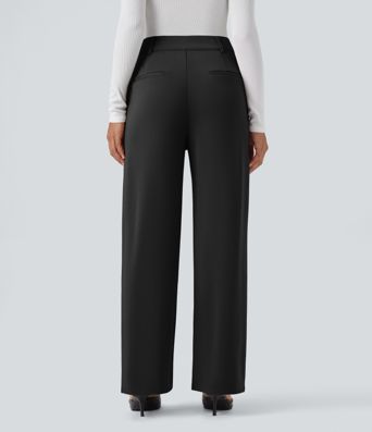 Højtaljede arbejdsbukser med lige ben og lommer