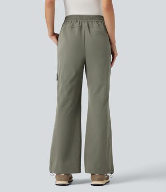 High Waisted Drawstring Bootcut Hiking Pants with Pockets